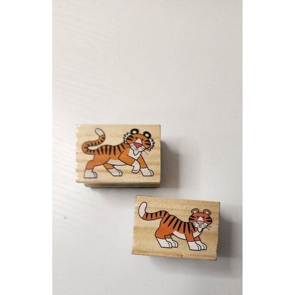 Set of 2 Tiger Rubber Stamps for Crafting - Picture 2 of 3